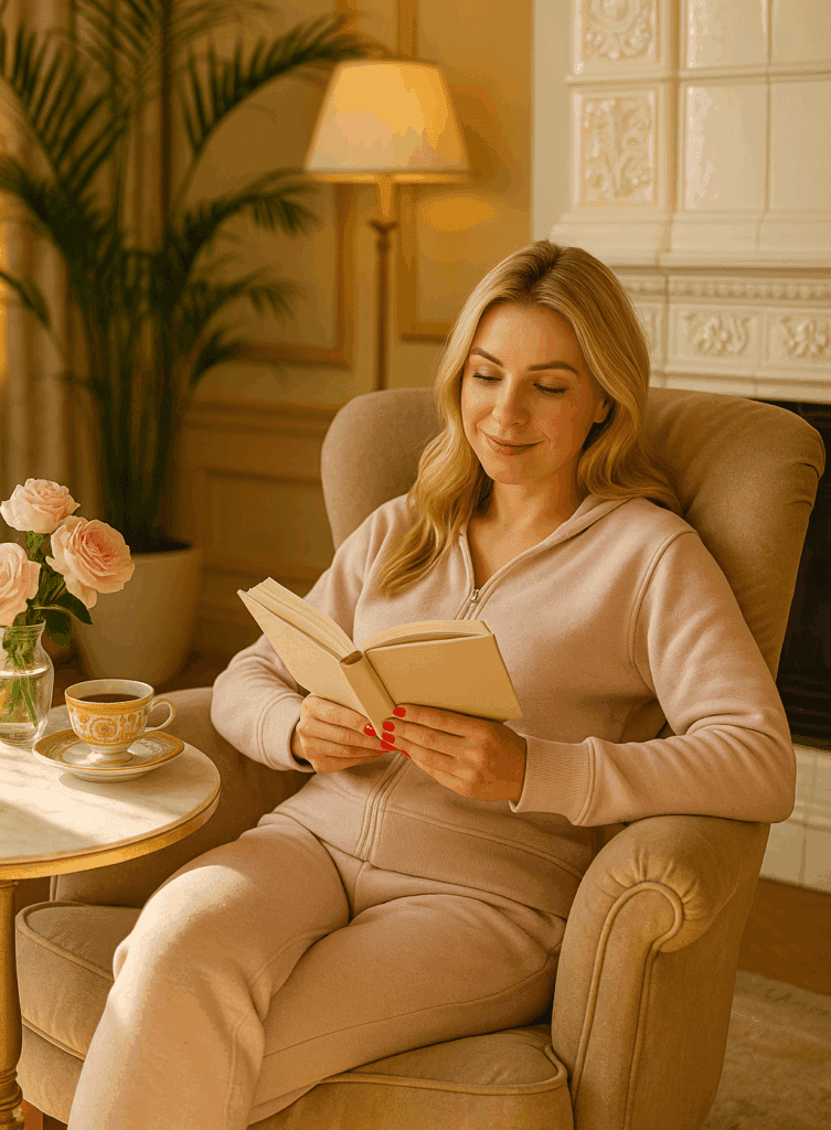 kobieta z książką w eleganckim wnętrzu(2)