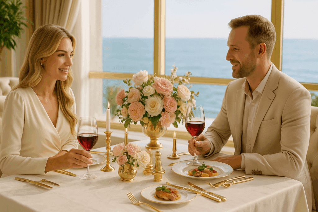 romantyczna kolacja z widokiem na ocean